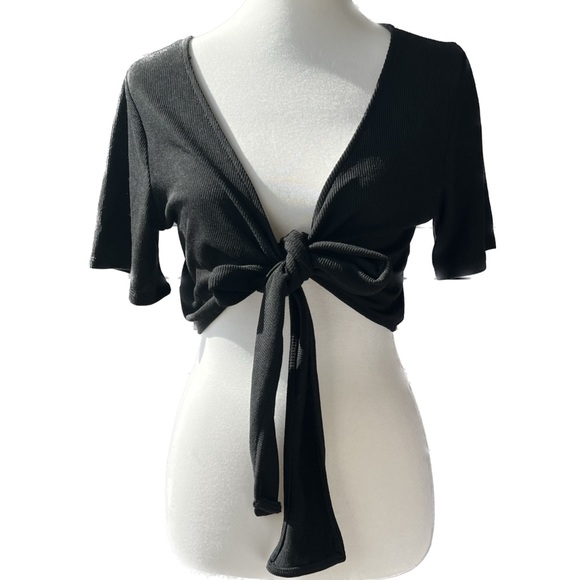 alivegirl | Tops | Alive Girl Black Wrap Crop Top Size | Poshmark